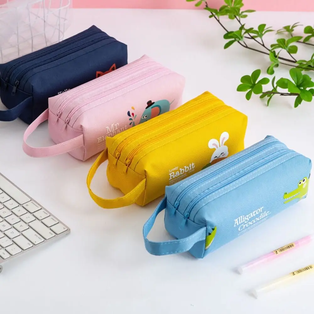 Neue Große Kapazität Stift Tasche Doppel-schicht Multifunktionale Bleistift Tasche Tragbare Cartoon Bleistift Fall Kind Schreibwaren