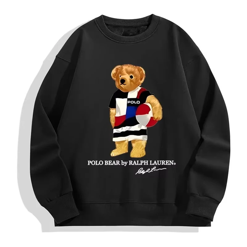 Women\'s Crew Neck Jumper Autumn and Winter Men\'s Funny Pose Teddy Bear Pattern Print Unisex Fashion Casual Jumper