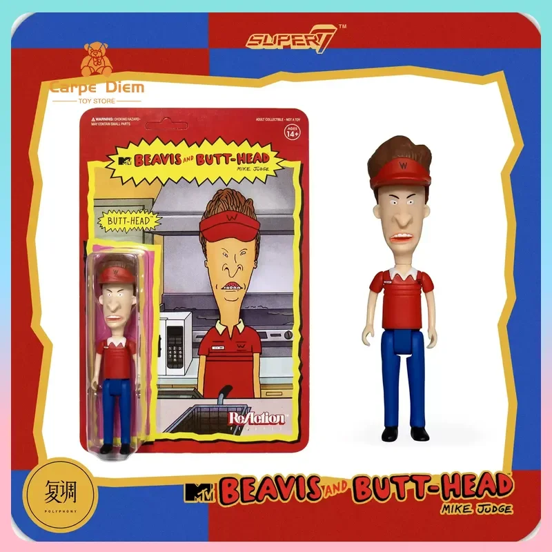 Original Super7 Beavis And Butt-Head Series 1 Burger World Retro Hanging Card Action Figure Ornament Collect Toys Birthday Gifts