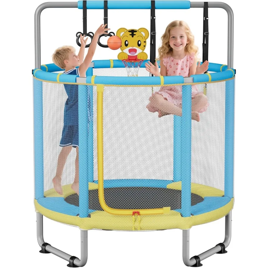 

Батут 55 дюймов для вместимости 440 фунтов, мини-батут для малышей, одобренный ASTM, с защитной сеткой, регулируемая гимнастика 4 в 1