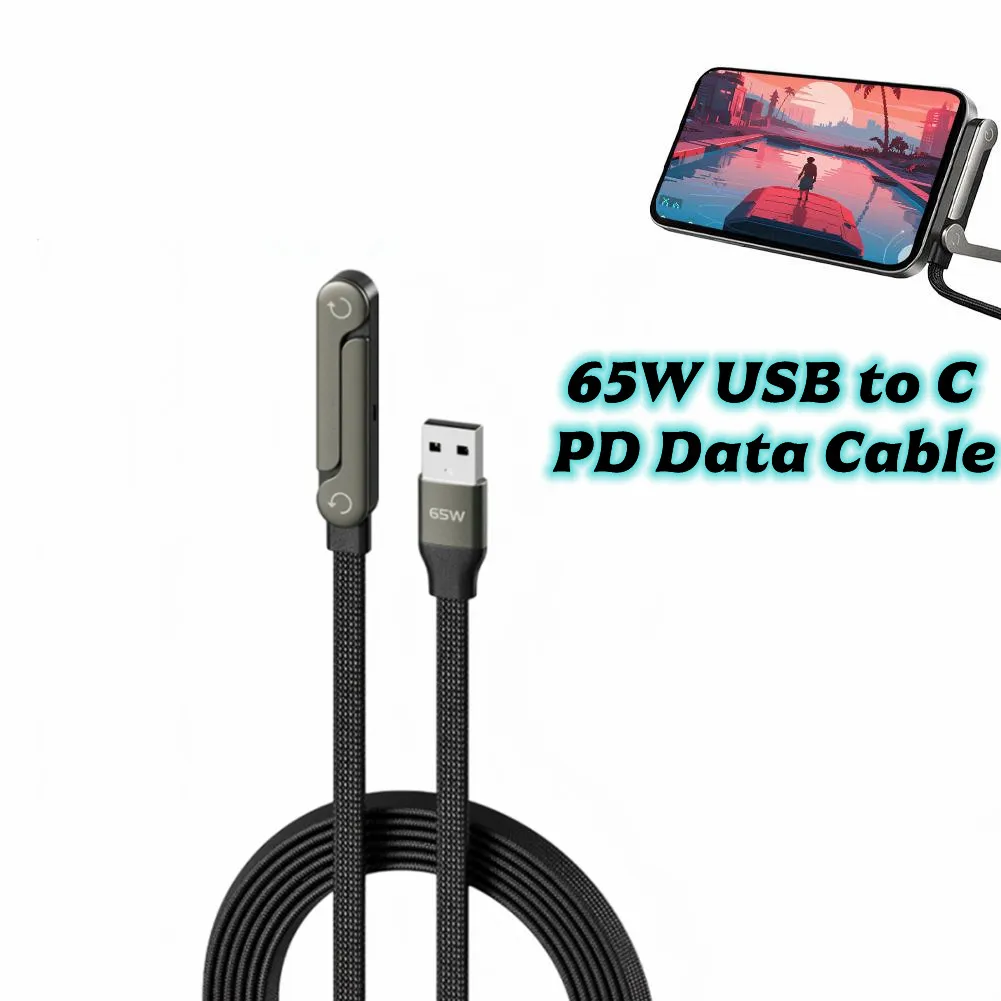 2-in-1 Gebogenes USB-C-Kabel 65W für iPhone 17 16Pro Max Datenkabel für Macbook Pro Schnellladekabel für Huawei iPad