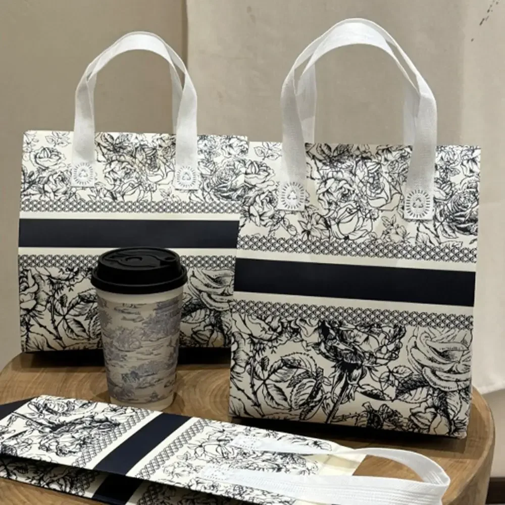 10PCS Reusable Non-woven Fabric Milk Tea Packaging Bag Carrying Traveling Insulated Cup Cover Aluminum Foil Coffee Tote Bag