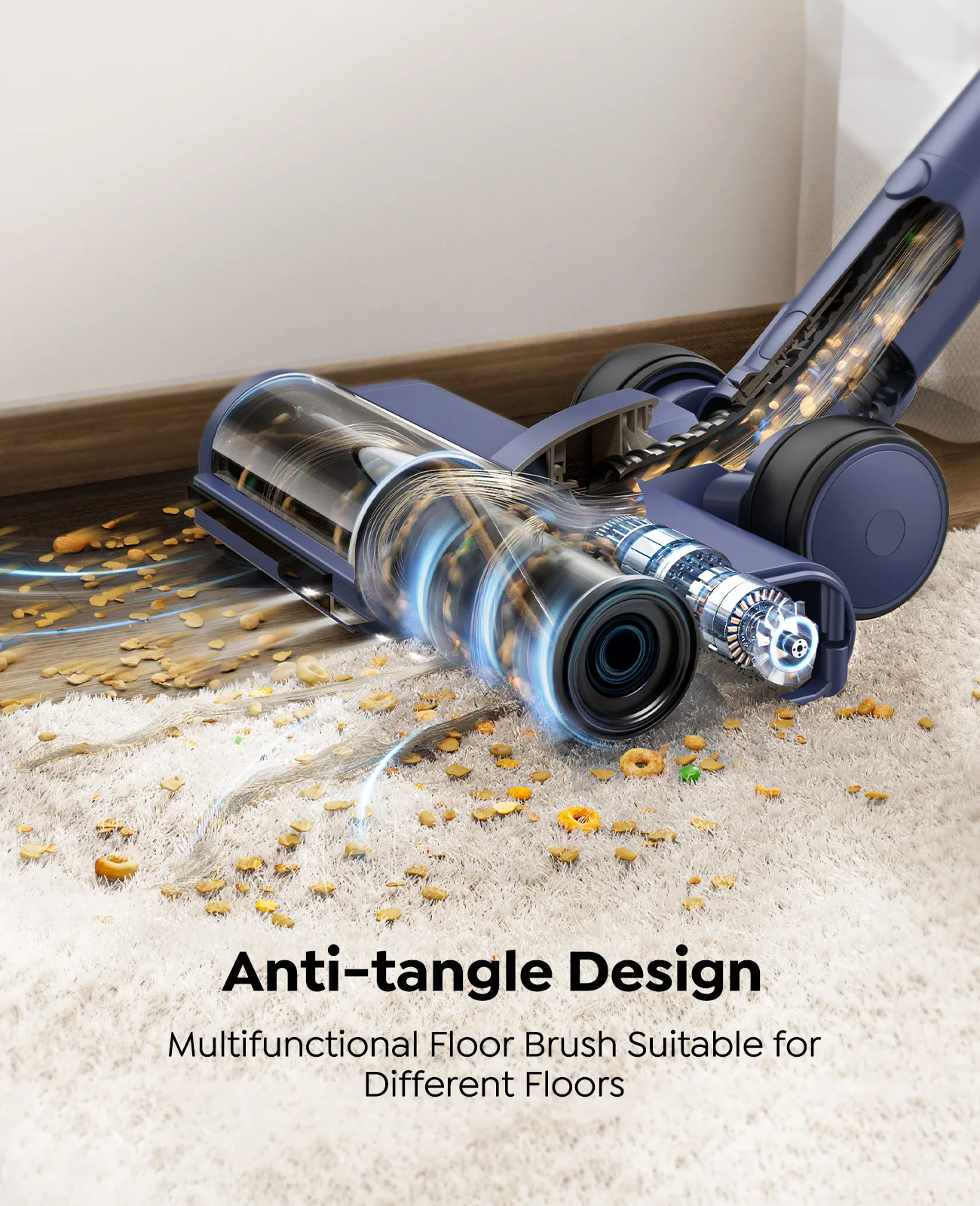 เครื่องดูดฝุ่นไร้สาย Laresar V11 650W 75000PA กำลังสูงพิเศษ, ใช้งานได้นาน 90 นาที, แบตเตอรี่ถอดได้ & หน้าจอแสดงผลอัจฉริยะ