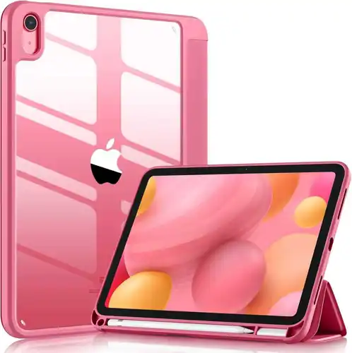 Funda para iPad (A16) 11 pulgadas 2025 y iPad 10.a generación 10,9 pulgadas 2022, parte trasera transparente y TPU cubierta con marco a prueba de golpes portalápices