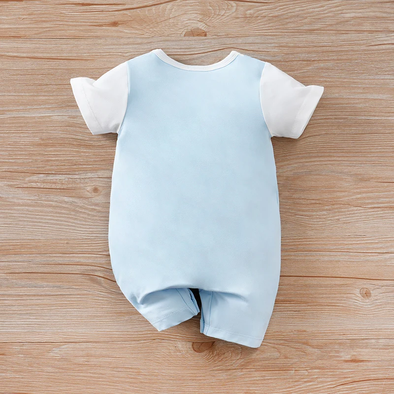 ملابس الأطفال حديثي الولادة باللون الأزرق مطبوع عليها رأس كوالا بذلة للأطفال الصغار بأكمام قصيرة من قطعة واحدة بدلة صيفية رومبير #3