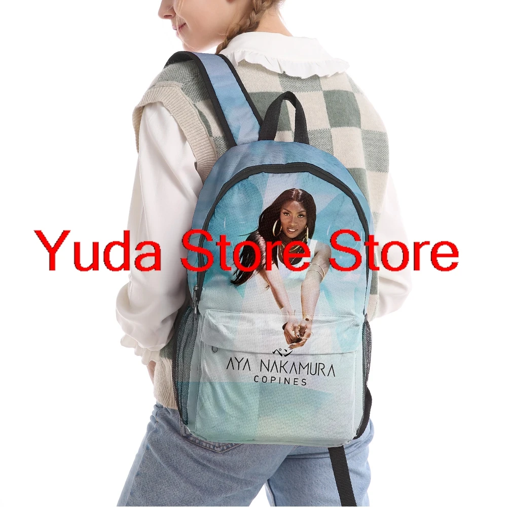 Aya Nakamura Merch mochila de hombro de tela Oxford con estampado, paquete de múltiples cremalleras, bolso escolar informal para niñas y estudiantes