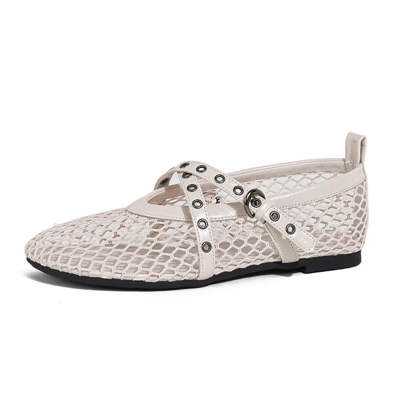 

Summer New Mesh Ballet Shoes for Woman Fashion Flat Bottom Hollowed Out Mary Jane Woman's Shoes Light Breathable Comfort Loafers