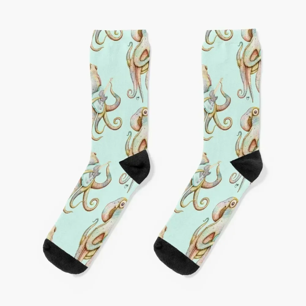 

POLAH - the axe wielding Octopus (on Aqua) Socks Non-slip moving stockings luxury gym Men Socks Luxury Brand Women's