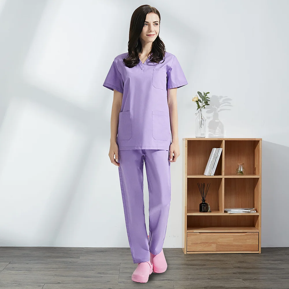 Nieuwe Multicolor Polyester Katoen Effen Kleur Uniform Schoonheidssalon Verpleging Uniform Lab Uniform Pet Shop Scrub Uniform Werkkleding