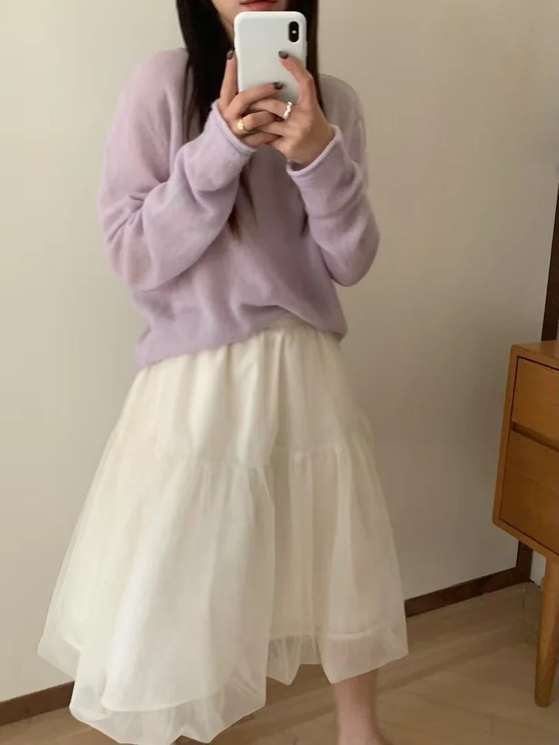 Jupe nuage sel Double couche doux moi gonflée f jupe coréenne Sle taille haute a-ligne jupes d'été décontractées pour les jeunes femmes
