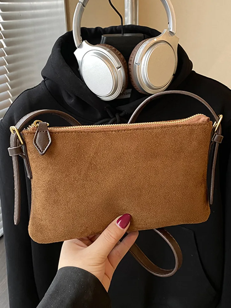 

Винтажная сумка из матовой замши с новой текстурой, на одно плечо, подмышечная, простая и модная сумка-тоут, вместительная сумка для поездок на работу