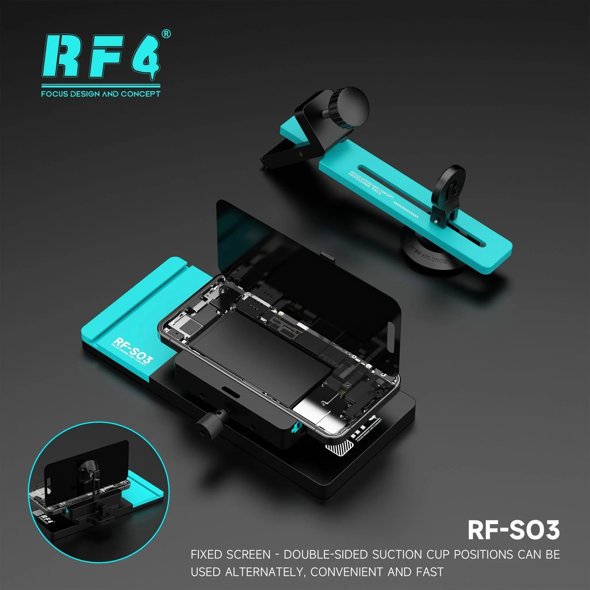RF4 RF S03 Tool for iPhone 12-17Pro max Screen Separator Powerful Sucker Fixing Clamp Quick Disassembly Fixture Back Cover