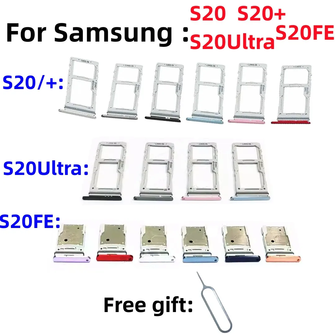 SIM Card SD Card Tray chip slot drawer Holder For Samsung Galaxy S20 S20Plus/+ S20FE S20Ultra SM-G9860 G980F g9880 G781 Cardtray