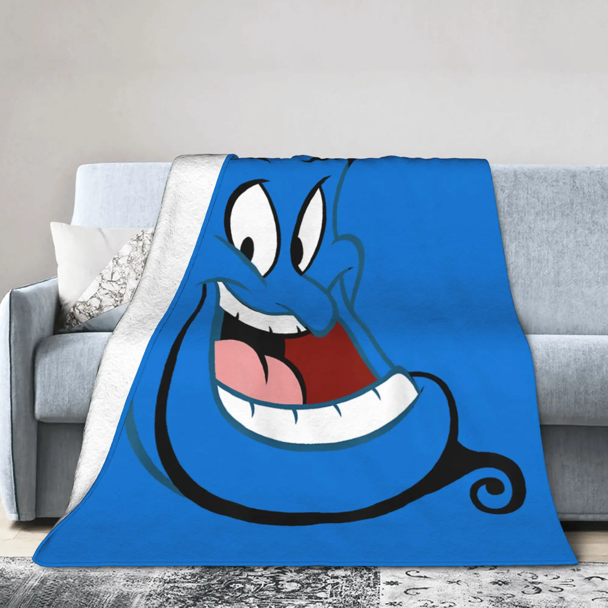 

Aladdin Genie костюм с большим лицом, одеяло, фланелевое теплое одеяло с героями мультфильмов для постельного белья, одеяло, дышащее одеяло