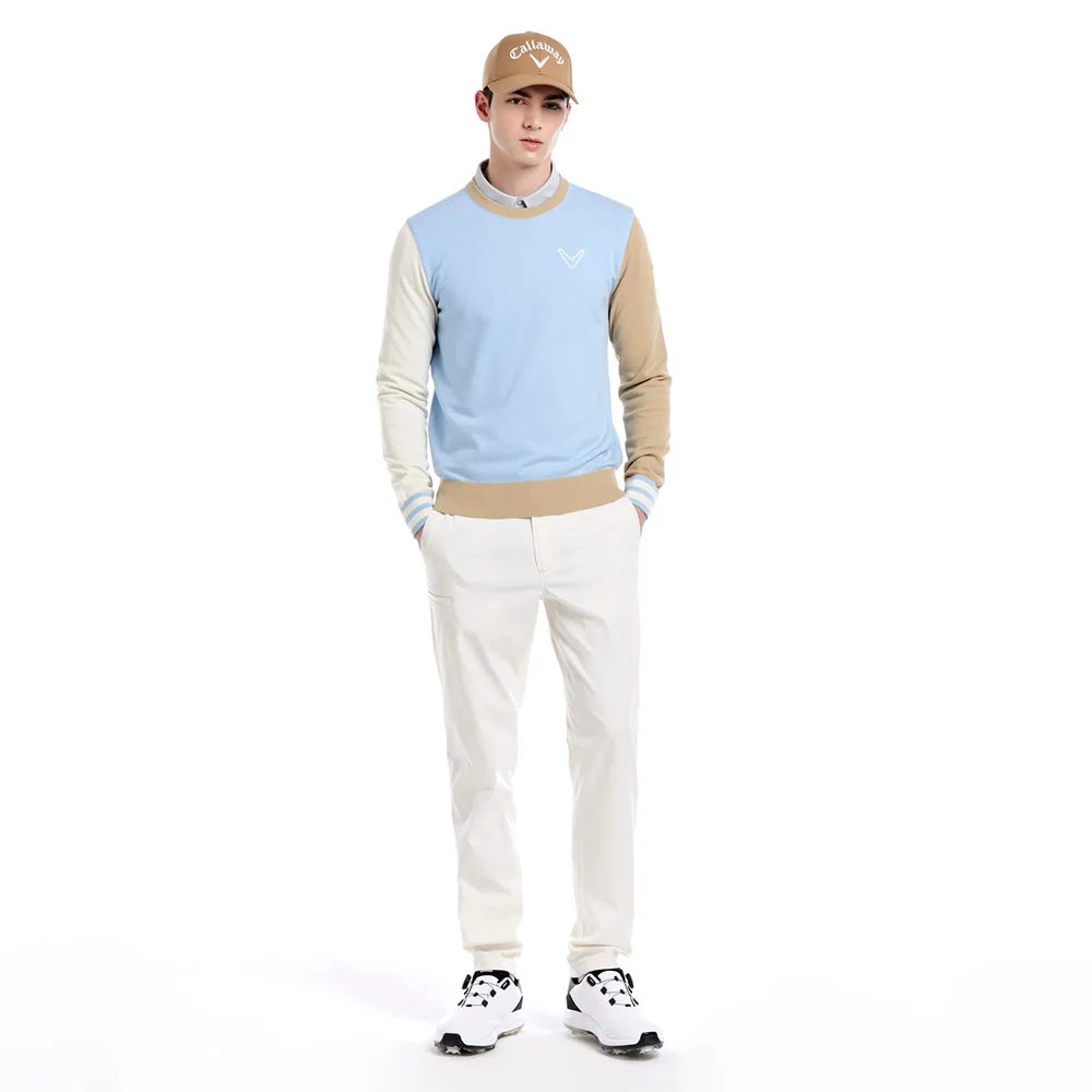 CALLAWAY Sports Art! Trendy Contrast Color Men\'s Knitted Sweater! Long Sleeves, Warm, High Elasticity, Luxury Brand, Golf!