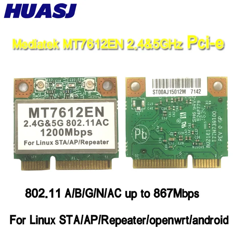 Huasj WiFi Mini PCIe 802.11ac Module Mediatek MT7612EN 2.4 5GHz for Android Linux STA/AP/Repeater