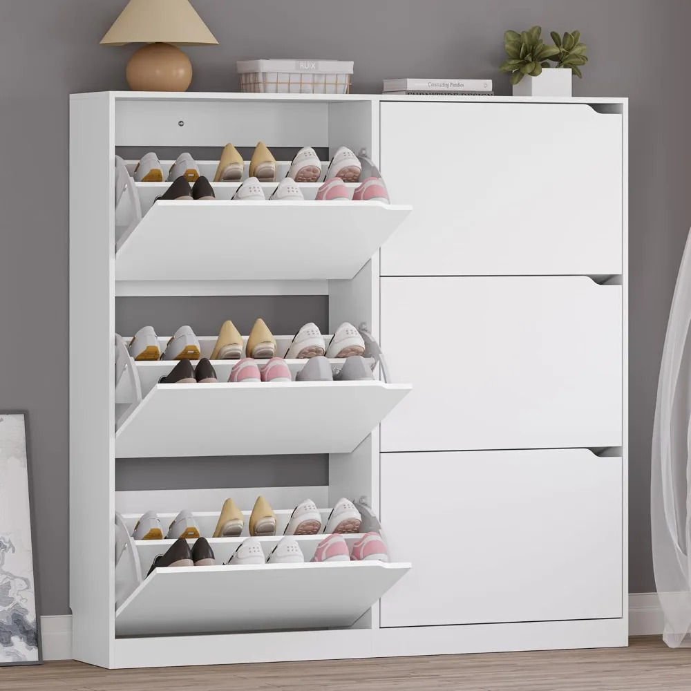 خزانة أحذية رفيعة وضيقة قائمة بذاتها مع 6 أدراج قابلة للطي لتخزين منظم الأحذية في المدخل #1