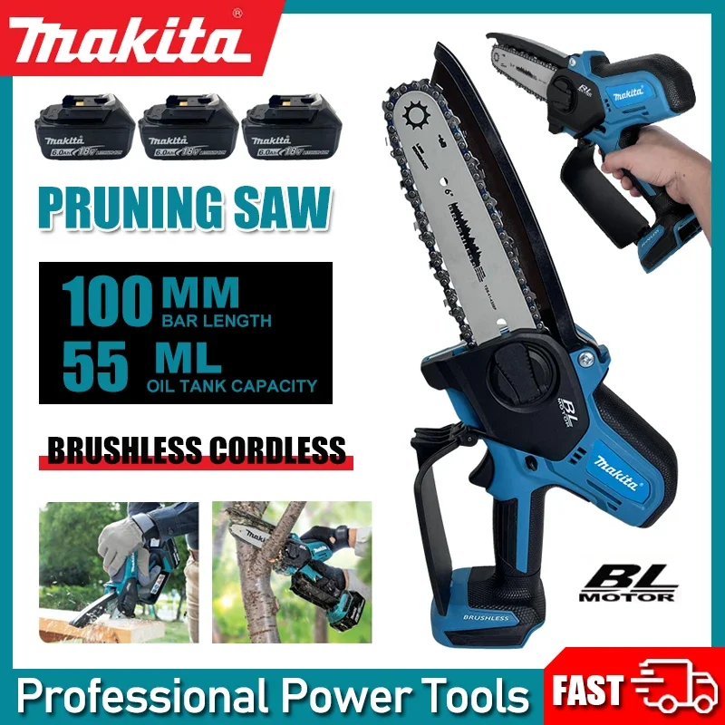 

Makita Electric Chain Saw Pruning Saw Brushless Cordless Power Tools for 18v Battery Mini Electric Saw Garden Power Tools