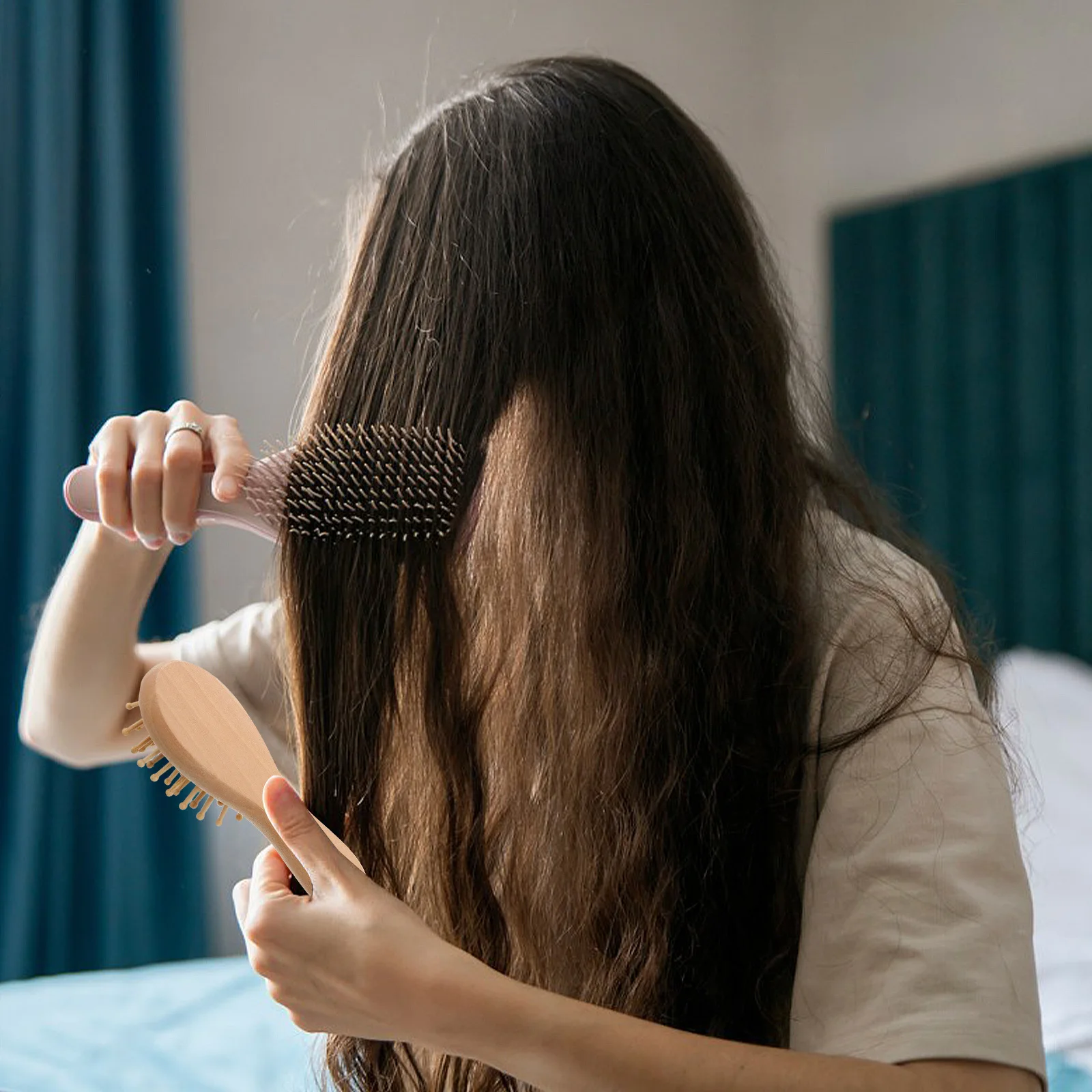 

Massage Comb Mini Hair Brush Shampoo Dryer Health Scrubber Wooden Paddle Solid Wood Scalp Massage Cushion Design