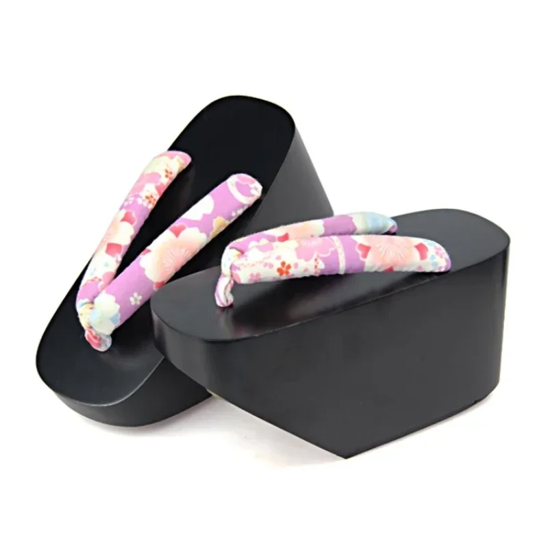 Sandalias de madera para mujer, zapatos de Cosplay de Geisha de tacón súper alto, hermosas chanclas pintadas mate, Geta clásica japonesa