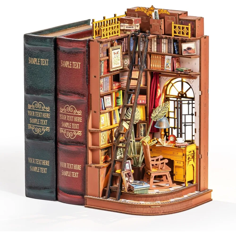 

Миниатюрный книжный уголок для взрослых своими руками: 3D деревянные подставки для книг-головоломки для творческого домашнего декора