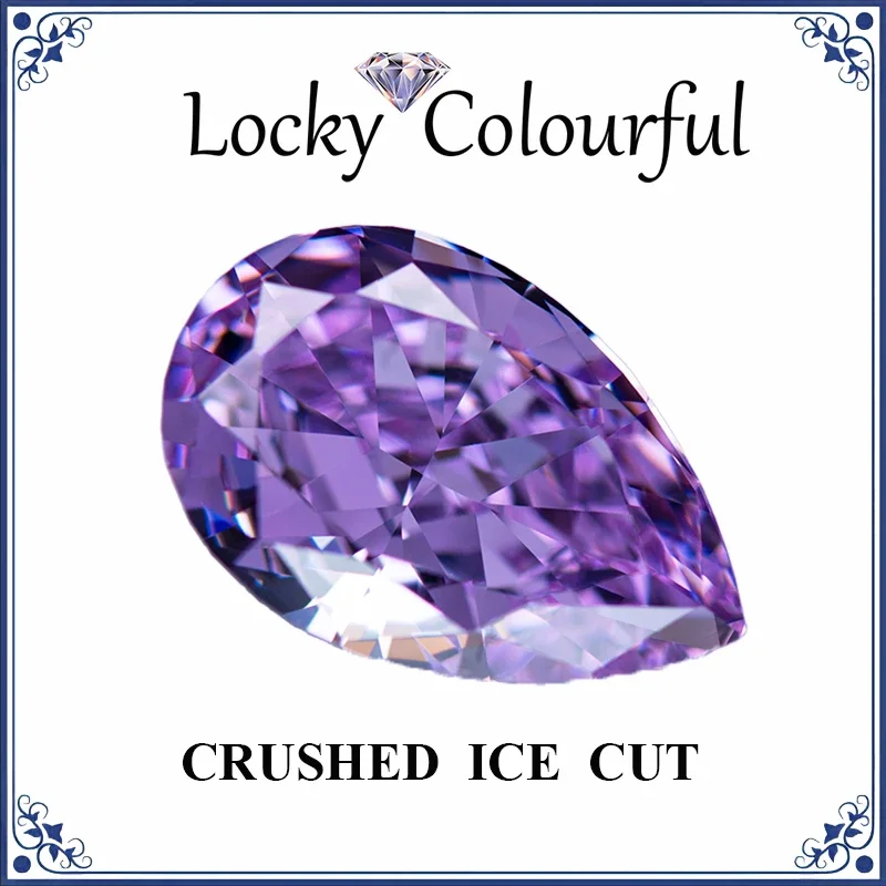 

Cubic Zirconia Crushed Ice Cut Pear Shape Purple Color Charms Beads for Diy Jewelry Making Pendant Ring Materials No Certificate