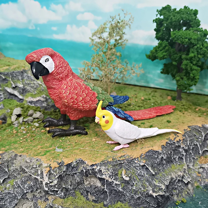 Simulatlon Parrot Bird Realistic Animal Fun Psittaciformes Statue Replica Model Toy Decoration Doll Education Gifts For Children