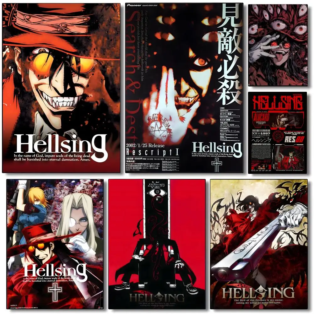Póster H-Hellsing, impresiones y carteles vintage de alta calidad para el hogar, bar, cafetería, arte de pared estético.