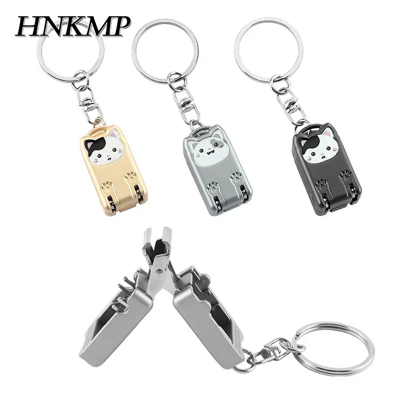 

New Stainless Steel Fingernail Clipper Metal Foldable Mini Creative Kitten Nail Clipper Trim Nails Keychain