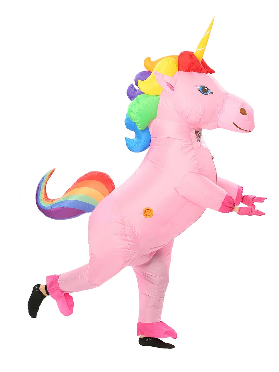 JYZCOS Inflatable Unicorn Costume For Adult Kids Animal Movie Rainbow Unisex Cosplay Halloween CostumesS $28.48 -