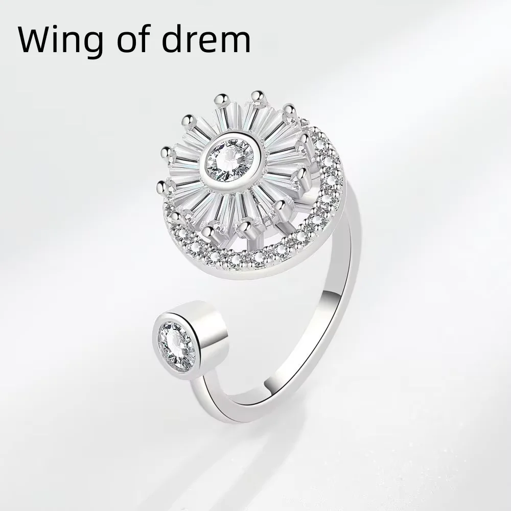 

New 925 Sterling Silver Zircon Snowflake Twist Ring, Engagement Party Jewelry Gift for Women