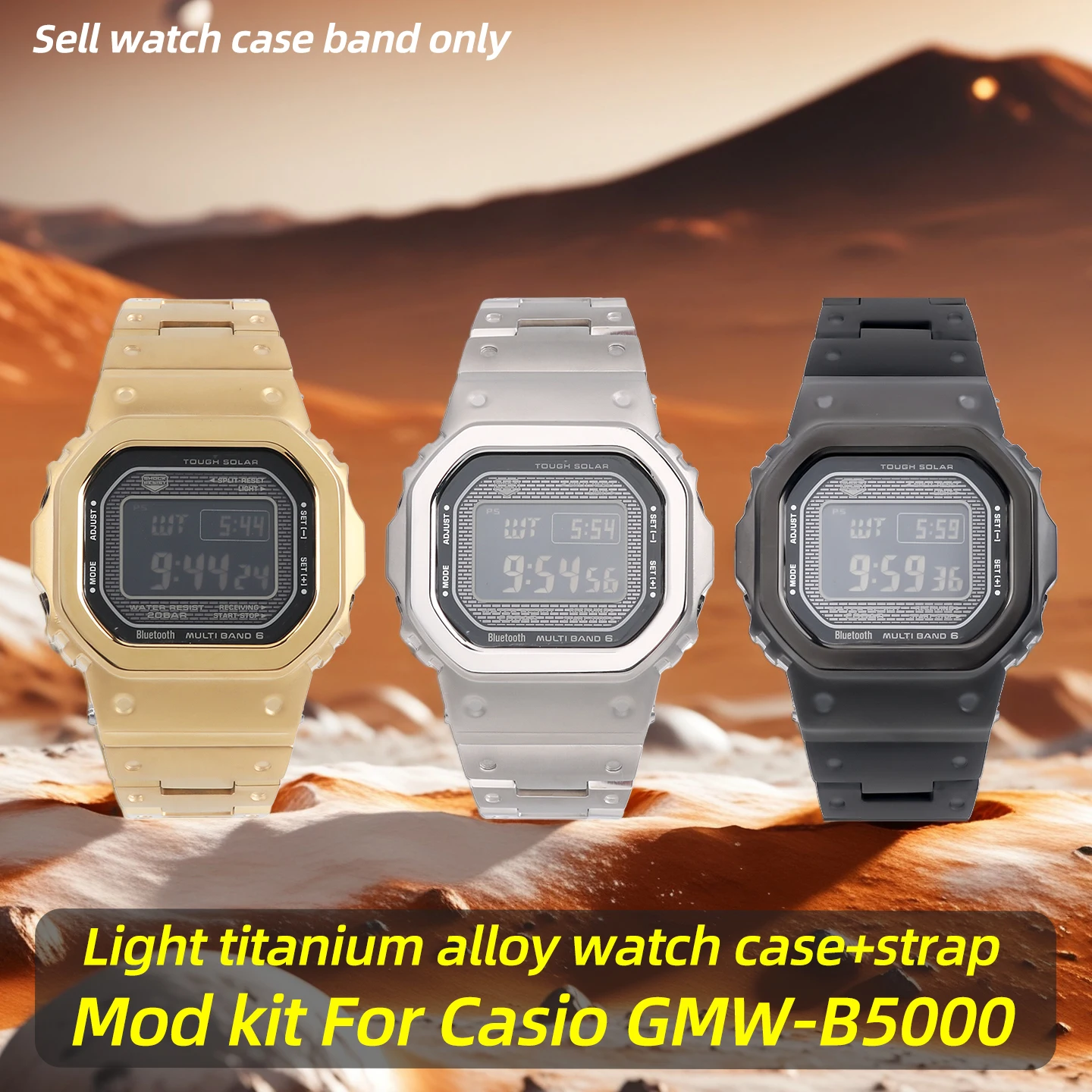 

For Casio GMW-B5000 men's Titanium case+strap Lightweight Modified watch band+Bezel set GMW B5000 watch accessories free Tools