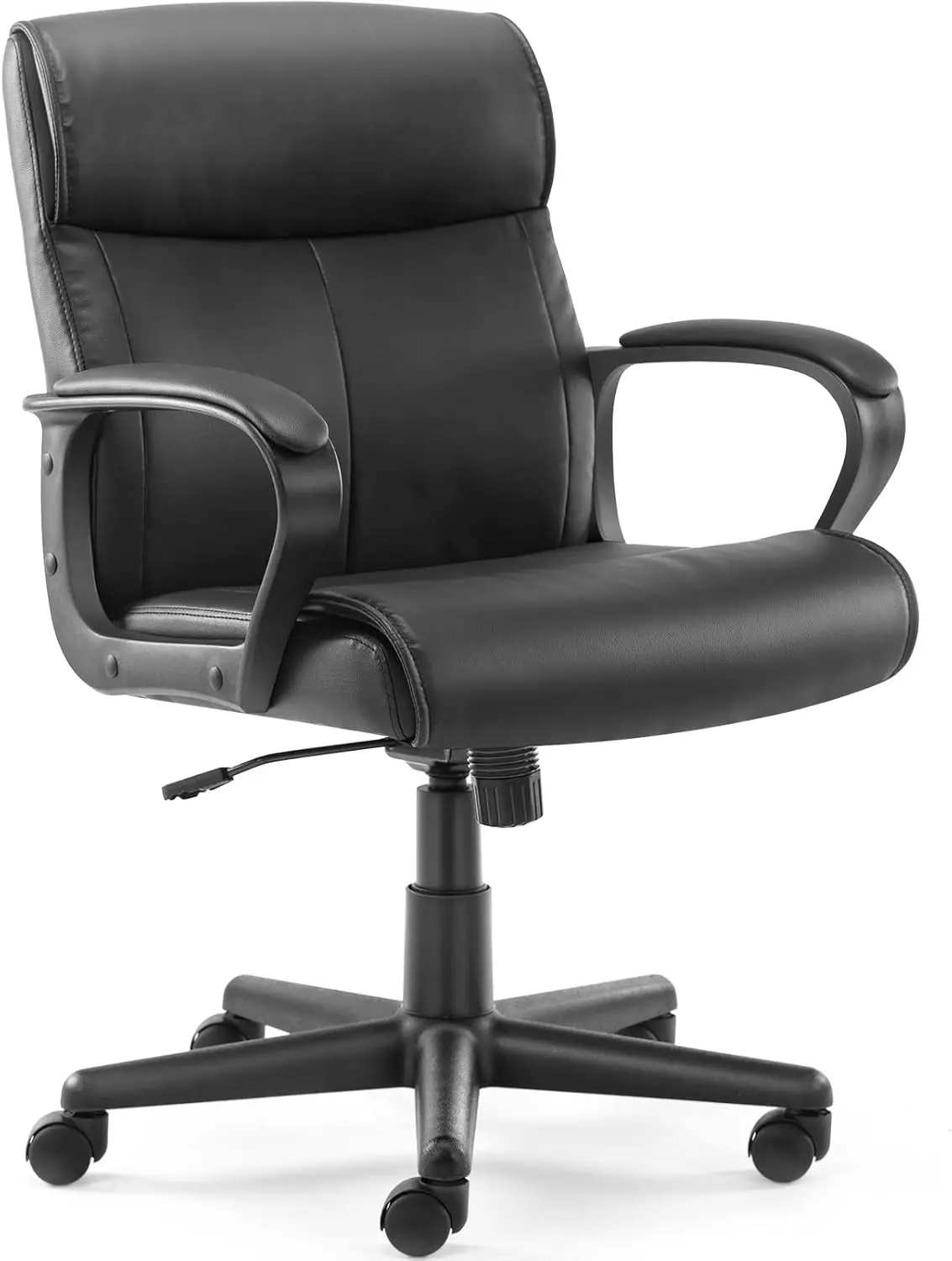 

Executive Padded Mid-Back Home Office Desk Adjustable Height Computer Chairs, 360-Degree Swivel, Leather, 275Lbs Capacity