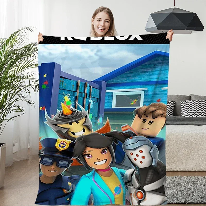 Digital Print Nap Blanket Sofa Winter A-Roblox Game Warm Bed Fleece Custom Fluffy Soft Blankets Microfiber Bedding King Size