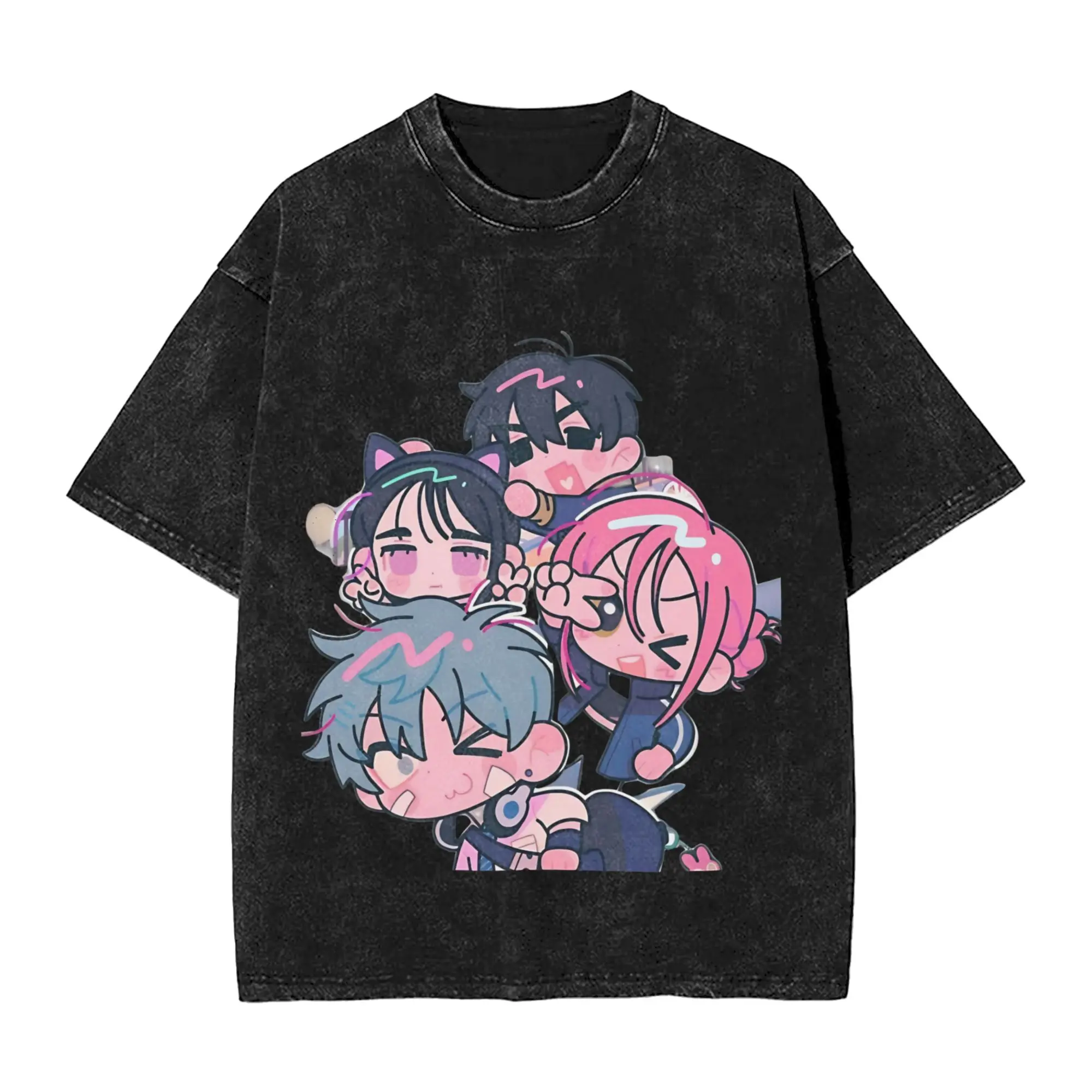 Alien Stage Sua Mizi Ivan Till Washed T Shirt Streetwear Hip Hop Vintage T-Shirts  Tee Shirt Men Women Short Sleeve Streetwear