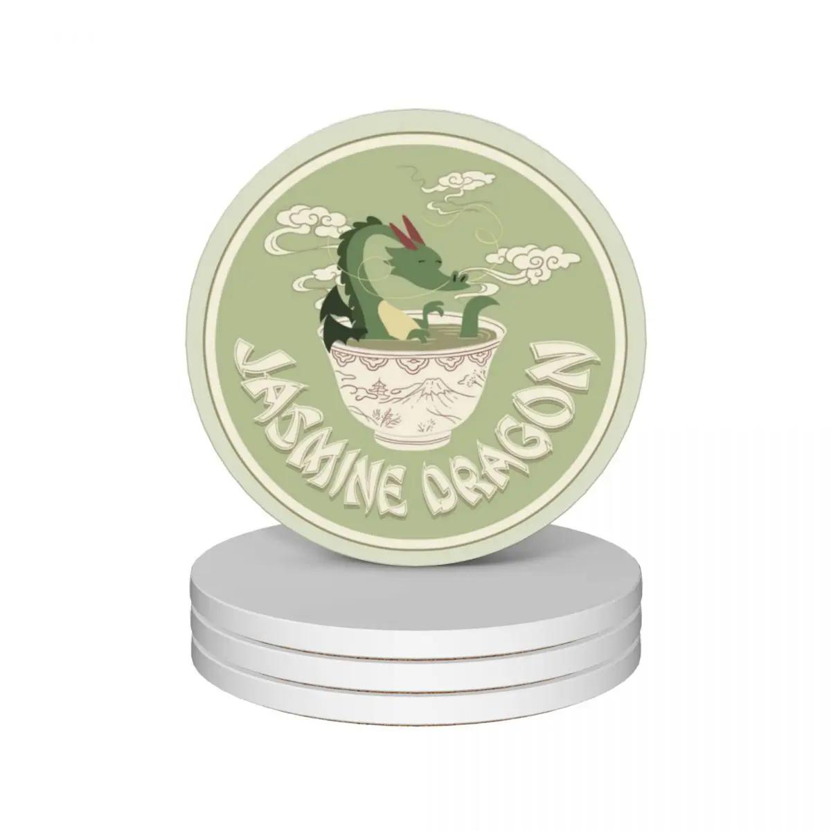 Jasmine Dragon Tea Shop Logo Ceramic Coasters (Set of 4) black pot Coasters