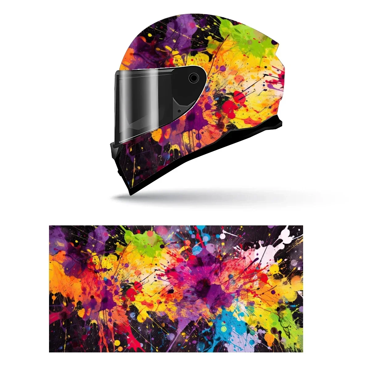 

Abstract Colors Splash Art Full Helmet Wrap Sticker Motorcycle Helmet Racing Graphic Decal Vinyl Wrap Helmet Decorative Sticker