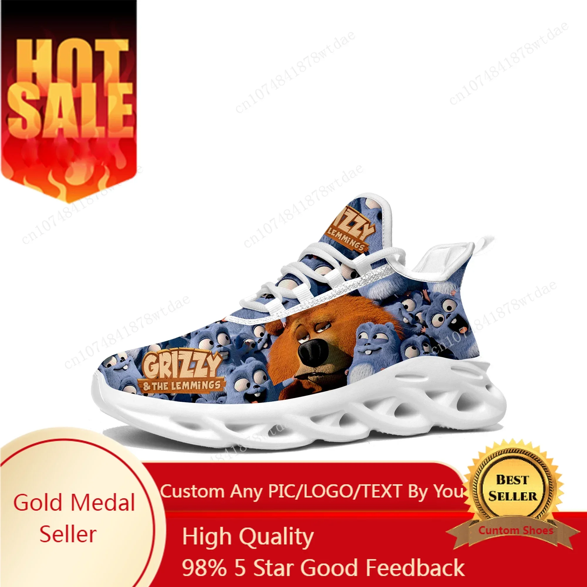 

Grizzly and The Lemmings Flats Sneakers Men Women Teenager Sports Running Shoe High Quality Cartoon Custom Lace Up Mesh Footwear