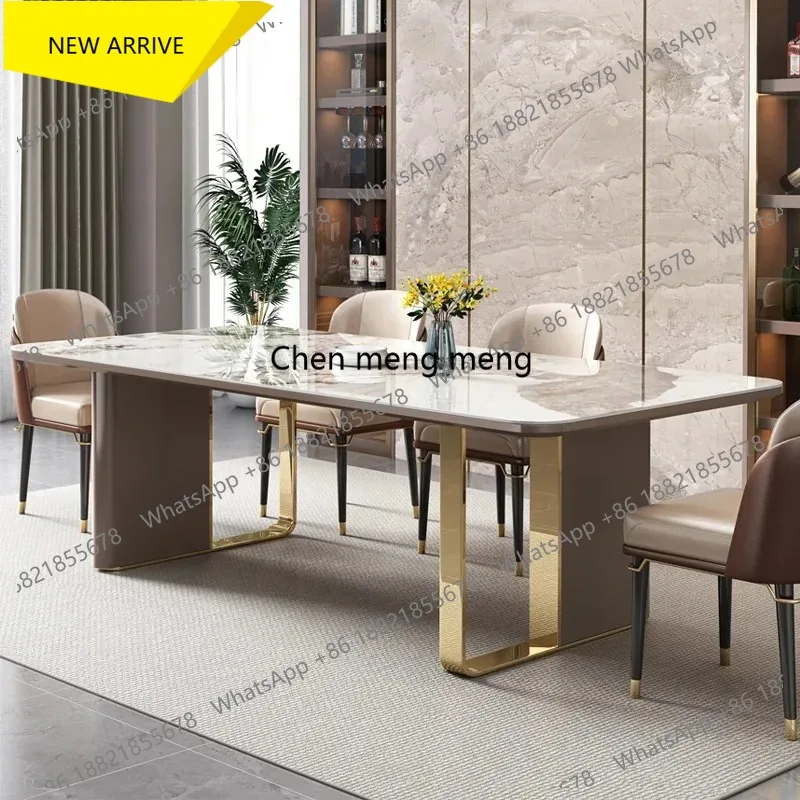M178 Luxury 6 Person Dining Table Gold Legs Unique Stainless Steel Dining Table Kitchen Restaurant Nordic Stoly Do Jadalni