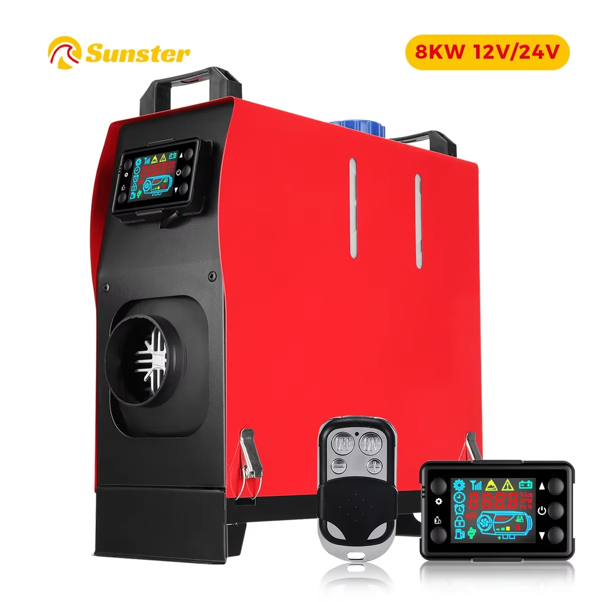 Sunster12V/24V 8KW Tragbarer Diesel-Lufterhitzer, All-in-One-Heizung mit LCD-Monitor für Auto,