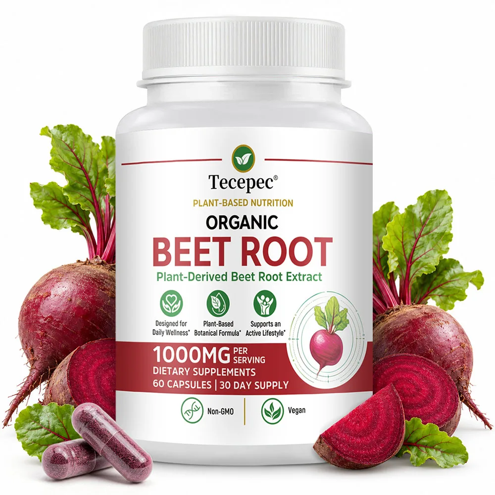 Beetroot Capsules 1300mg - with Beetroot Extract, Vitamin C & Black Pepper, for Energy Routine and Immune and Digestive