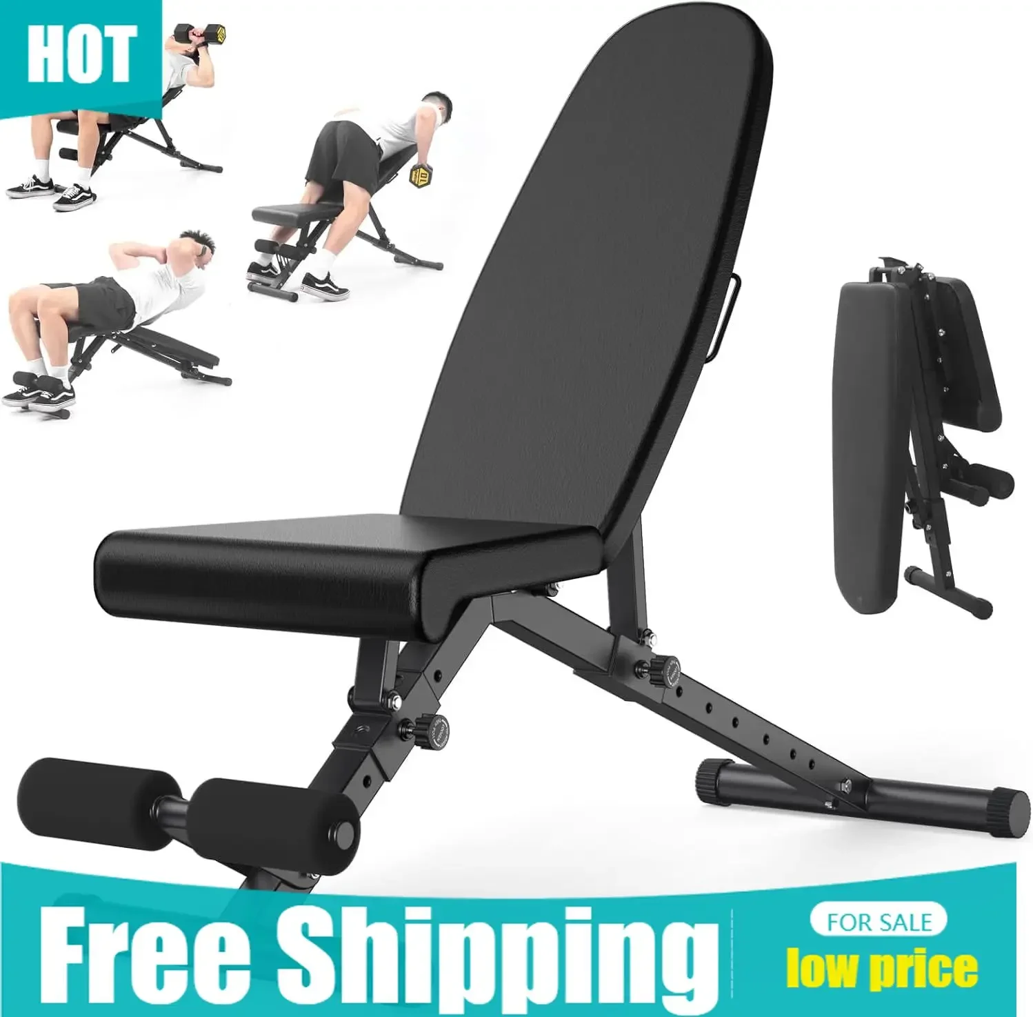 Heavy Duty Adjustable Weight Bench 800Lbs 4X More Stable Than Standard FID Incline Decline Full Body Home Gym Lifting