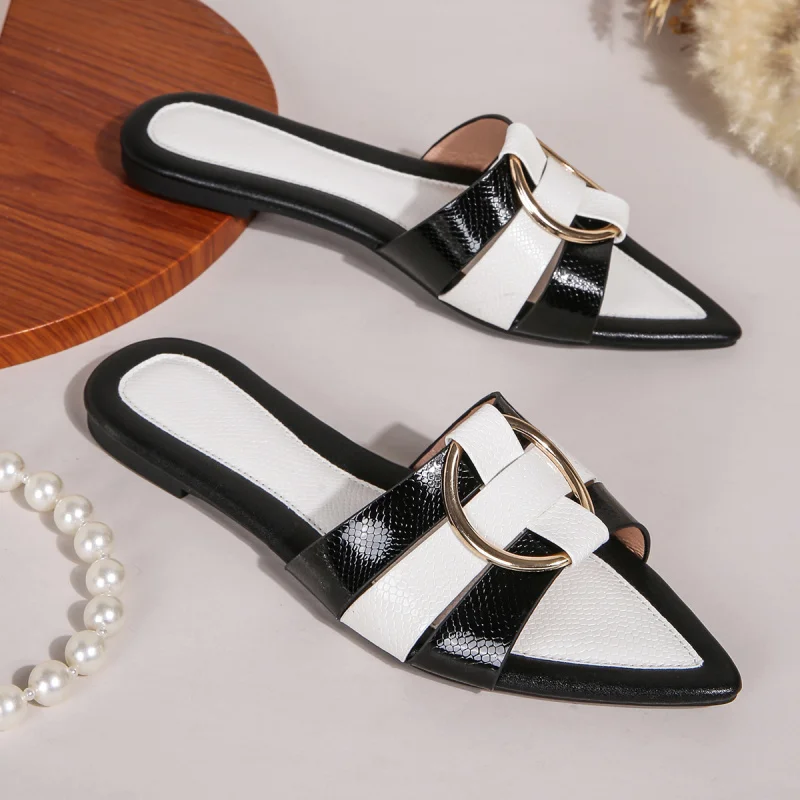 

Flat sandals 2026 summer new style pointed toe open-toe color-blocking fashion shoes