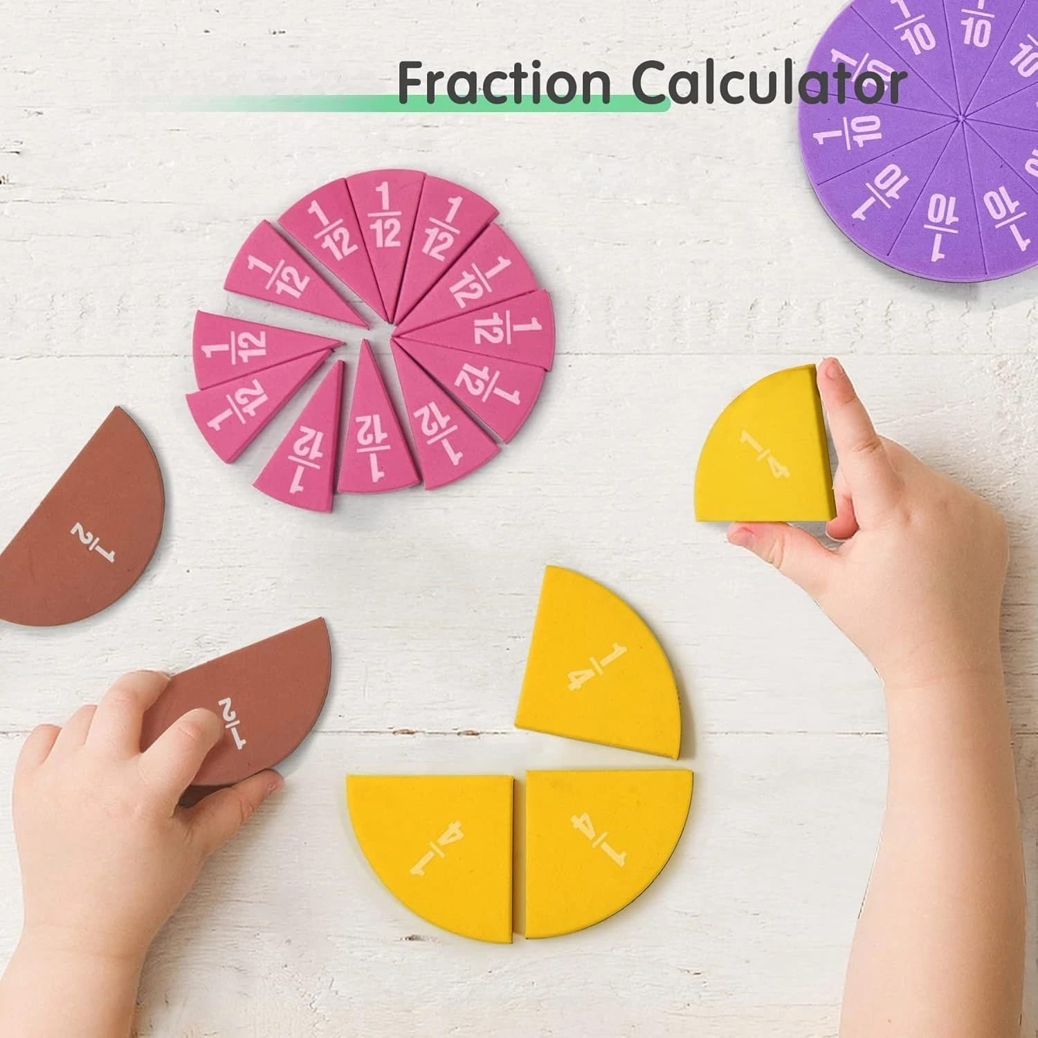 51pcs Fraction Math Manipulatives Set, EVA Hands-On Learning Tools for Teaching, Tutoring, Special Education, Math Visual Aid