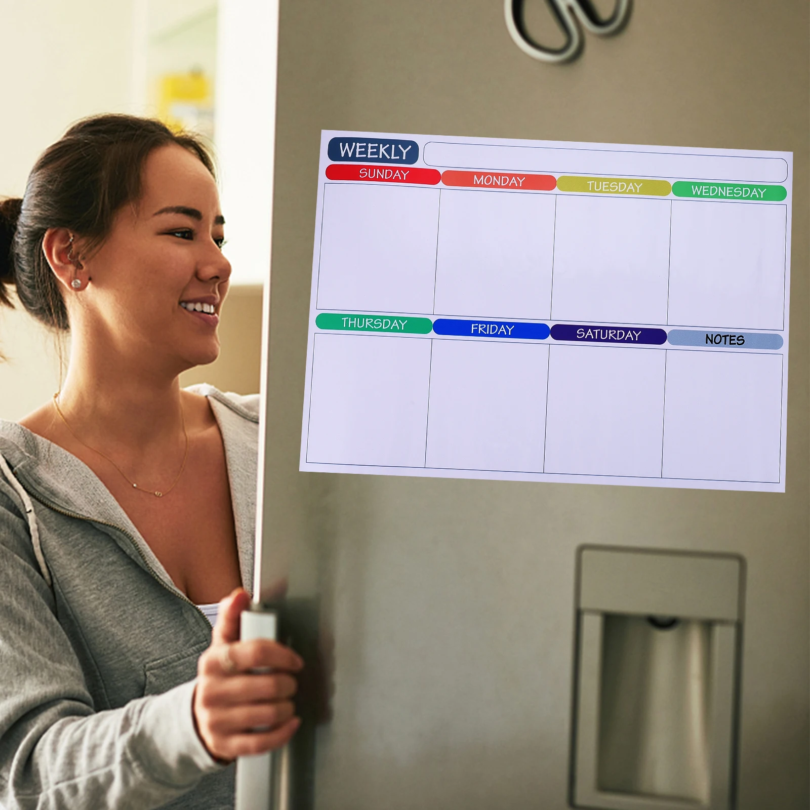 

Magnetic Dry Erase Calendar Fridge Whiteboard PET Material Reusable Notes Plan Board Practical Durability Small Size