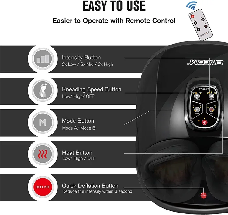 Foot Massager Machine With Remote Deep Kneading And Shiatsu Foot Massage With Heat For Plantar Fasciitis And Tired Muscles