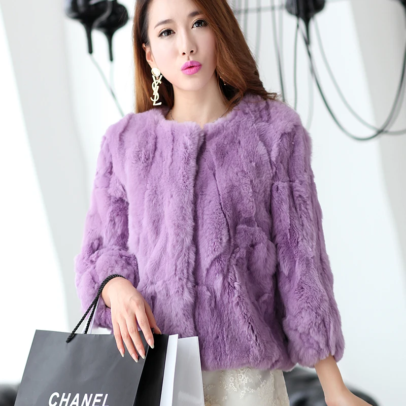 Real Rabbit Fur Coat Women Winter Jacket Short Loose Size Thick Warm Fluffy Coat Wamen Fashion Clothes Large Size