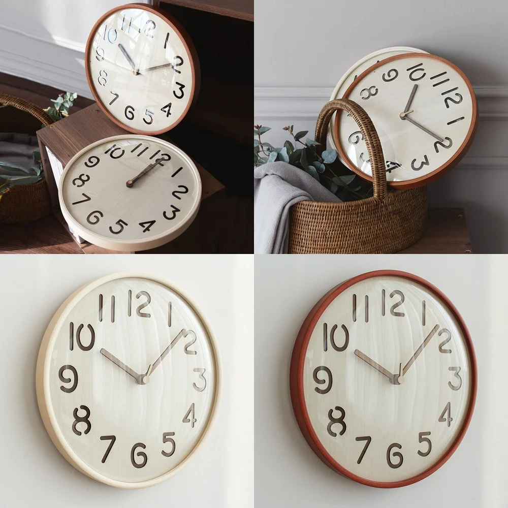 

Круглые настенные часы из цельного дерева, креативный полый дизайн, современные минималистичные бесшумные часы для гостиной