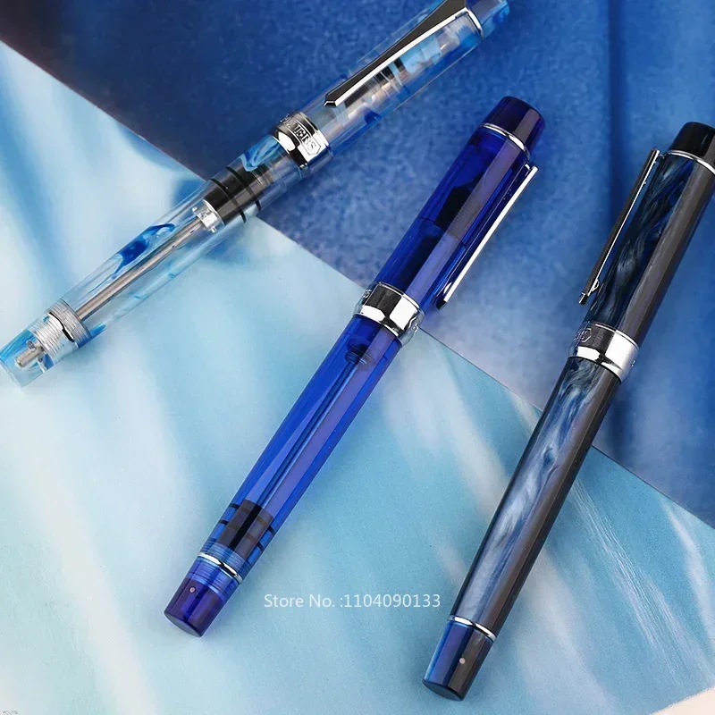 

New Penbbs 355 Resin Piston Fountain Demonstration Pen Acrylic Design Transparent Calligraphy Student New Box New Version