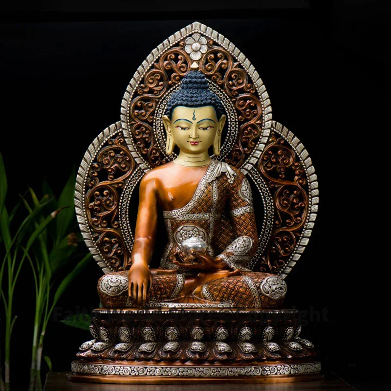 50CM large huge TOP High grade GOOD Buddha HOME family silvering Effective protection Nepal Sakyamuni Amitabha Buddha statue